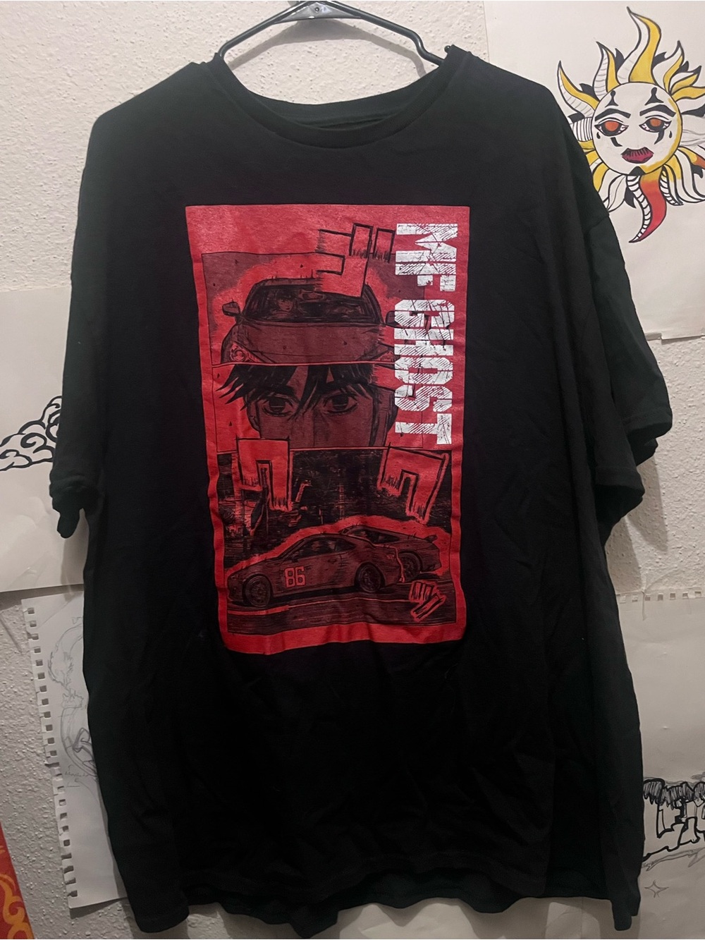 Black Graphic Tee with Red Racing Print - Men’s Shirt